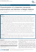 Cover page: Characterization of a dopamine transporter polymorphism and behavior in Belgian Malinois