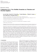 Cover page: Comparison of In Vitro Biofilm Formation on Titanium and Zirconia Implants