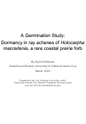 Cover page of A Germination Study: Dormancy in ray achenes of <em>Holocarpha macradenia</em>, a rare coastal prairie forb