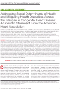 Cover page: Addressing Social Determinants of Health and Mitigating Health Disparities Across the Lifespan in Congenital Heart Disease: A Scientific Statement From the American Heart Association