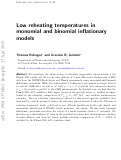 Cover page: Low reheating temperatures in monomial and binomial inflationary models