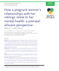 Cover page: How a pregnant woman’s relationships with her siblings relate to her mental health: a prenatal allocare perspective