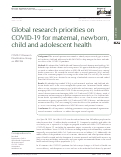 Cover page: Global research priorities on COVID-19 for maternal, newborn, child and adolescent health