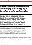 Cover page: Genome-wide association analyses of ovarian cancer patients undergoing primary debulking surgery identify candidate genes for residual disease
