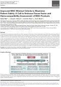 Cover page: Improved MSC Minimal Criteria to Maximize Patient Safety: A Call to Embrace Tissue Factor and Hemocompatibility Assessment of MSC Products