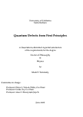 Cover page: Quantum Defects from First Principles