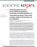 Cover page: Revealing genome-scale transcriptional regulatory landscape of OmpR highlights its expanded regulatory roles under osmotic stress in Escherichia coli K-12 MG1655