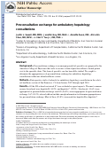 Cover page: Preconsultation Exchange for Ambulatory Hepatology Consultations