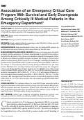 Cover page: Association of an Emergency Critical Care Program With Survival and Early Downgrade Among Critically Ill Medical Patients in the Emergency Department.