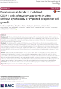 Cover page: Daratumumab binds to mobilized CD34+ cells of myeloma patients in vitro without cytotoxicity or impaired progenitor cell growth.