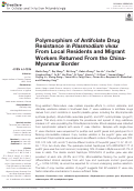 Cover page: Polymorphism of Antifolate Drug Resistance in Plasmodium vivax From Local Residents and Migrant Workers Returned From the China-Myanmar Border