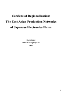 Cover page: Carriers of Regionalization: The East Asian Production Networks of Japanese Electronics Firms