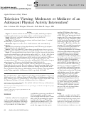 Cover page: Television Viewing: Moderator or Mediator of an Adolescent Physical Activity Intervention?