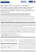 Cover page: Birth Weight and Preterm Delivery Outcomes of Perinatally vs Nonperinatally Human Immunodeficiency Virus-Infected Pregnant Women in the United States: Results From the PHACS SMARTT Study and IMPAACT P1025 Protocol.