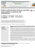 Cover page: Oxytocin administration enhances controlled social cognition in patients with schizophrenia.