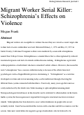 Cover page: Migrant Worker Serial Killer: Schizophrenia’s Effects on Violence