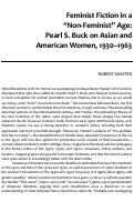 Cover page: Feminist Novels in a "Non-Feminist" Age: Pearl S. Buck on Asian and American Women