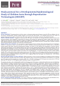Cover page: Study protocol for a Developmental Epidemiological Study of Children born through Reproductive Technologies (DESCRT).