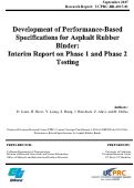 Cover page: Development of Performance-Based Specifications for Asphalt Rubber Binder: Interim Report on Phase 1 and Phase 2 Testing