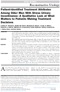Cover page: Patient-identified Treatment Attributes Among Older Men With Stress Urinary Incontinence: A Qualitative Look at What Matters to Patients Making Treatment Decisions