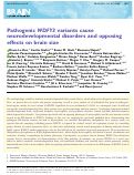 Cover page: Pathogenic WDFY3 variants cause neurodevelopmental disorders and opposing effects on brain size.