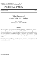 Cover page: What Recession? Alaska's FY 2011 Budget