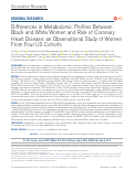 Cover page: Differences in Metabolomic Profiles Between Black and White Women and Risk of Coronary Heart Disease: an Observational Study of Women From Four US Cohorts
