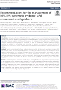 Cover page: Recommendations for the management of MPS IVA: systematic evidence- and consensus-based guidance