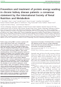 Cover page: Prevention and treatment of protein energy wasting in chronic kidney disease patients: a consensus statement by the International Society of Renal Nutrition and Metabolism