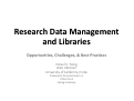 Cover page: Research Data Management and Libraries:Opportunities, Challenges, &amp; Best Practices