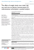 Cover page: The effect of weight, body mass index, age, sex , and race on plasma concentrations of subcutaneous sumatriptan: a pooled analysis