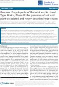 Cover page: Genomic Encyclopedia of Bacterial and Archaeal Type Strains, Phase III: the genomes of soil and plant-associated and newly described type strains