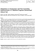 Cover page: Adaptations to Acupuncture and Pain Counseling Implementation in a Multisite Pragmatic Randomized Clinical Trial