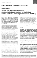 Cover page: Scope and Nature of Pain- and Analgesia-Related Content of the United States Medical Licensing Examination (USMLE)