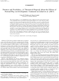 Cover page: Pretense and Possibility—A Theoretical Proposal About the Effects of Pretend Play on Development: Comment on Lillard et al. (2013)