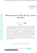 Cover page: Measurement of Bs0 and Ds- Meson Lifetimes