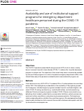 Cover page: Availability and use of institutional support programs for emergency department healthcare personnel during the COVID-19 pandemic.