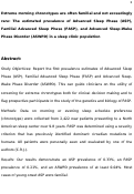 Cover page: 0153 Extreme Morning Chronotypes Are Often Familial And Not Exceedingly Rare: The Estimated Prevalence Of Familial Advanced Sleep Phase (FASP) In A Sleep Clinic Population