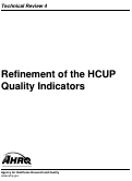 Cover page: Refinement of the HCUP Quality Indicators: Prepared for Agency for Healthcare Research and Quality