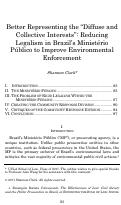 Cover page: Better Representing the “Diffuse and Collective Interests”: Reducing Legalism in Brazil’s Ministério Público to Improve Environmental Enforcement