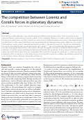 Cover page: The competition between Lorentz and Coriolis forces in planetary dynamos