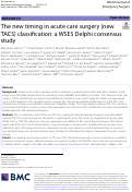 Cover page: The new timing in acute care surgery (new TACS) classification: a WSES Delphi consensus study.