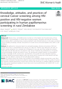 Cover page: Knowledge, attitudes, and practices of cervical Cancer screening among HIV-positive and HIV-negative women participating in human papillomavirus screening in rural Zimbabwe
