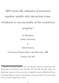 Cover page: MM versus ML estimates of structural equation models with interaction terms: robustness to non-normality of the consistency property