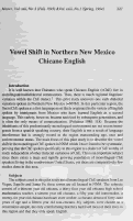 Cover page: Vowel Shift in Northern New México Chicano English