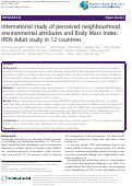 Cover page: International study of perceived neighbourhood environmental attributes and Body Mass Index: IPEN Adult study in 12 countries