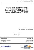 Cover page: Warm-Mix Asphalt Study: Laboratory Test Results for AkzoNobel <em>Rediset<sup>TM</sup> WMX</em>