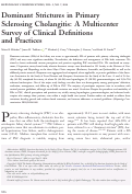 Cover page: Dominant strictures in primary sclerosing cholangitis: A multicenter survey of clinical definitions and practices