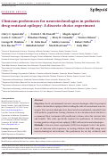Cover page: Clinician preferences for neurotechnologies in pediatric drug‐resistant epilepsy: A discrete choice experiment