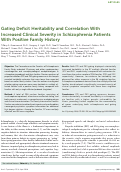 Cover page: Gating Deficit Heritability and Correlation With Increased Clinical Severity in Schizophrenia Patients With Positive Family History.